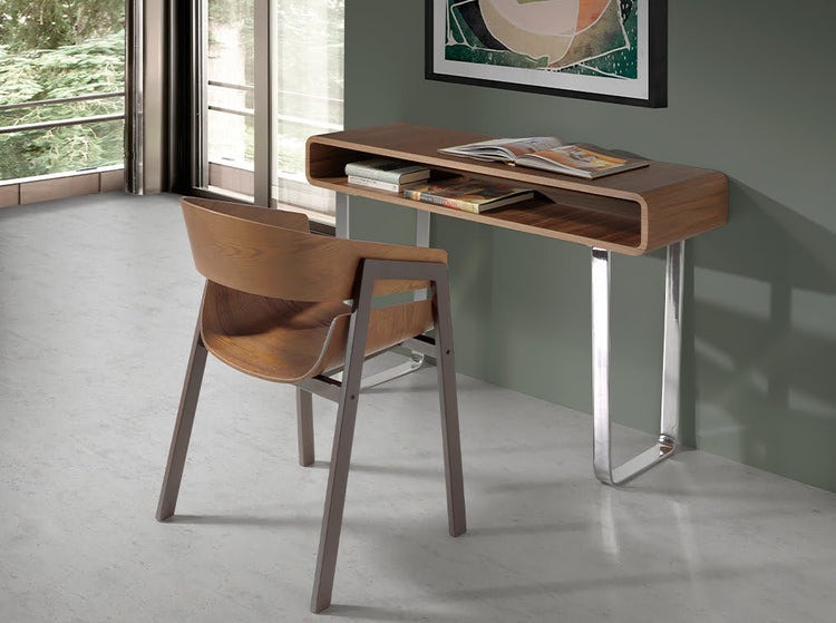 Walnut console furniture with stainless steel legs - Angel Cerdá S.L