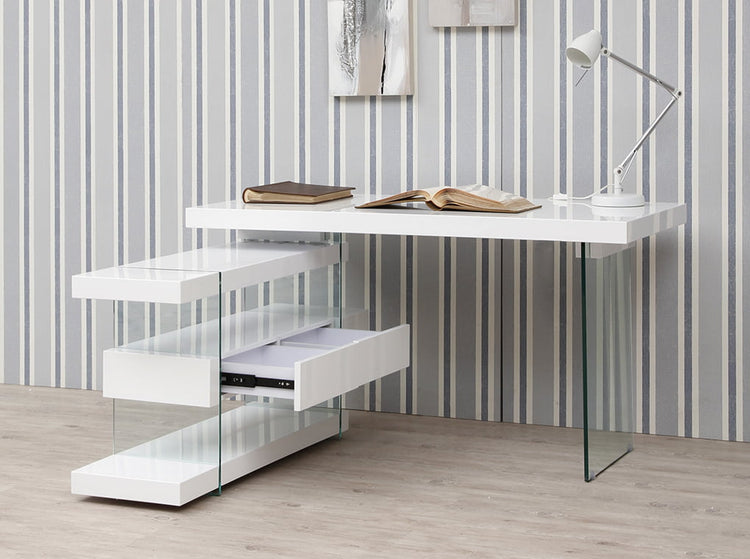 Office desk in MD lacquered with tempered glass sides - Angel Cerdá S.L