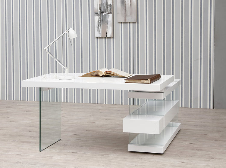 Office desk in MD lacquered with tempered glass sides - Angel Cerdá S.L