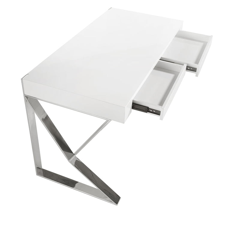 Lacquered office desk with stainless steel frame - Angel cerdá S.L