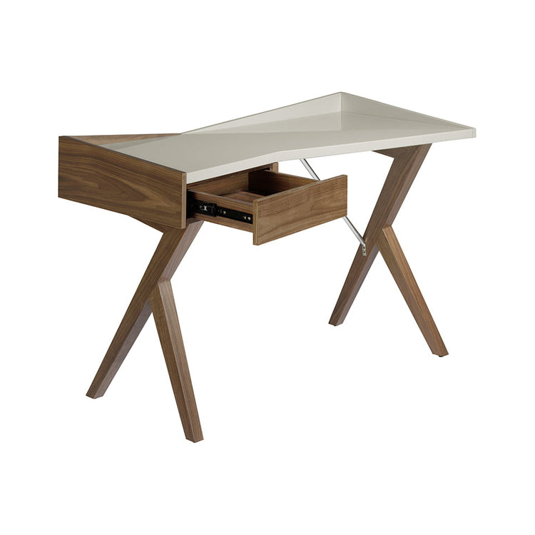 Office desk in walnut veneer wood and laquered Mdf top - Angel Cerdá S.L