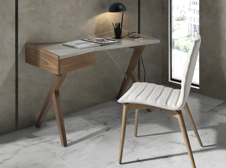 Office desk in walnut veneer wood and laquered Mdf top - Angel Cerdá S.L