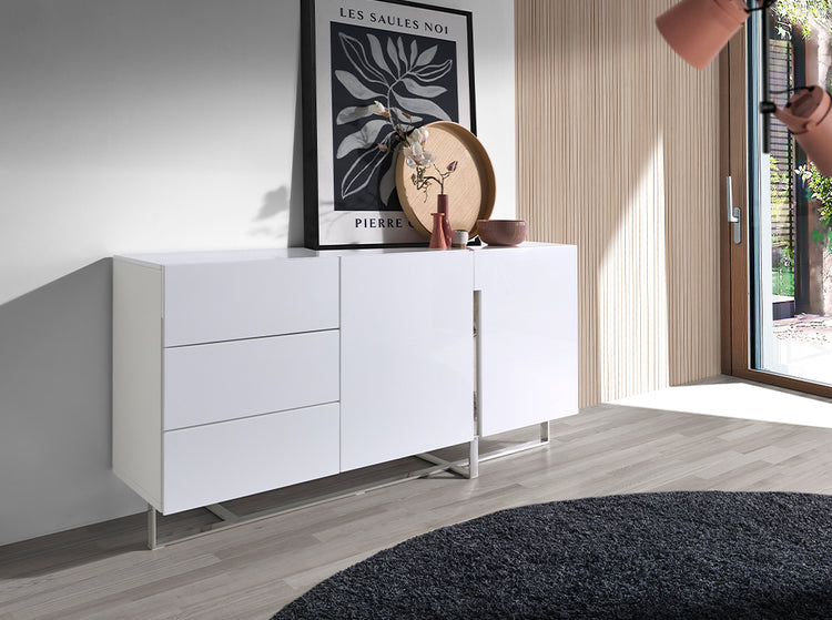 Lacquered Mdf sideboard with stainless steel frame - Angel Cerdá S.L