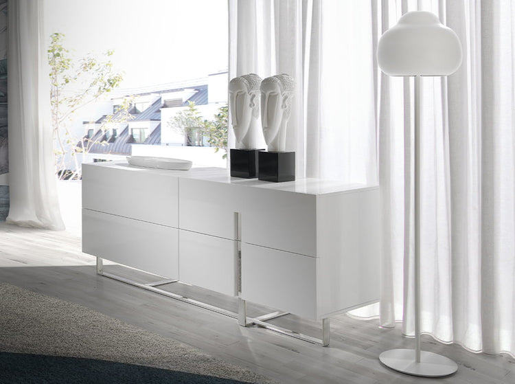 Sideboard in lacquered Mdf with stainless steel frame - Angel Cerdá S.L