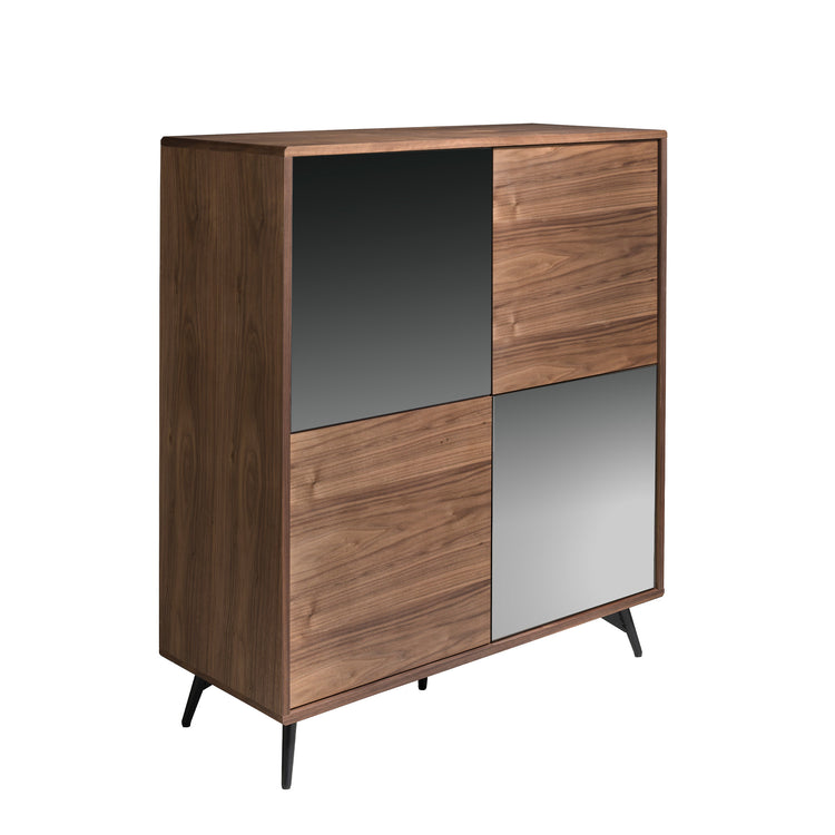 Showcase in walnut veneered wood with grey mirror - Angel Cerdá S.L