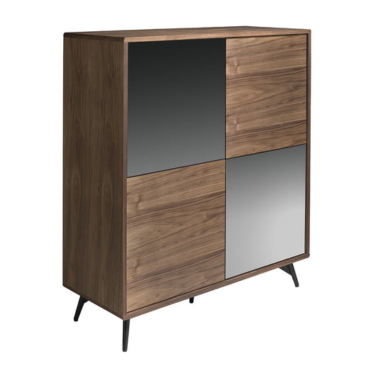 Showcase in walnut veneered wood with grey mirror - Angel Cerdá S.L