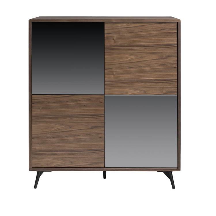 Showcase in walnut veneered wood with grey mirror - Angel Cerdá S.L