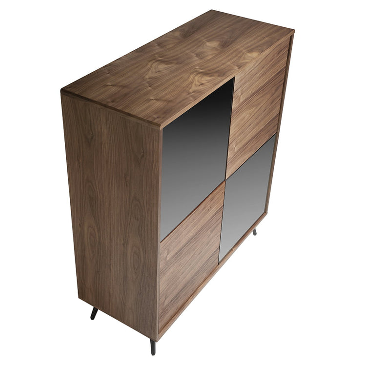 Showcase in walnut veneered wood with grey mirror - Angel Cerdá S.L