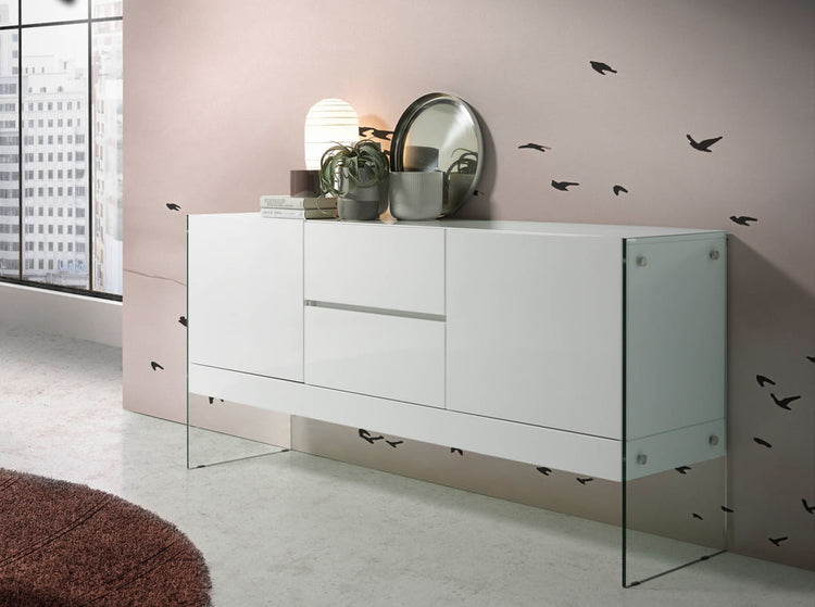 Sideboard in lacquered MDF with tempered glass sides - Angel Cerdá S.L