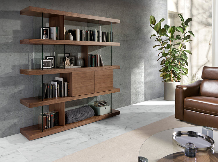 Walnut-veneered wood shelves - Angel Cerdá S.L