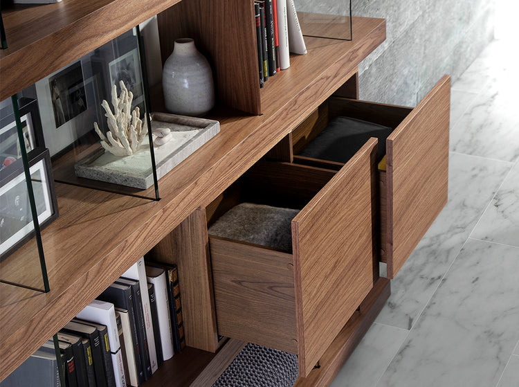 Walnut-veneered wood shelves - Angel Cerdá S.L