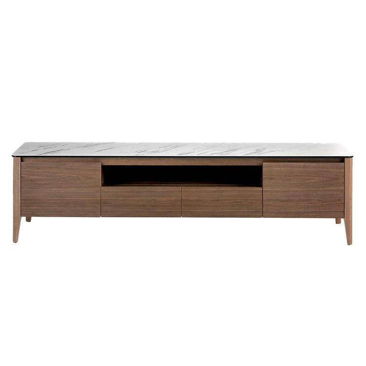 TV stand made of walnut-veneered wood with ceramic - Angel Cerdá S.L