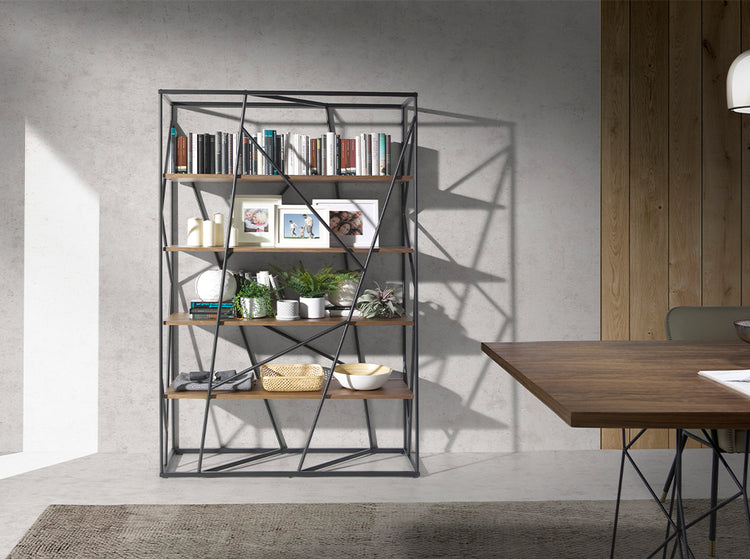 Steel bookshelf with wooden shelves - Angel Cerdá, S.L.