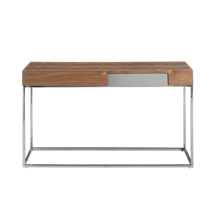 Console in walnut veneer with chrome plated steel legs - Angel Cerdá S.L.