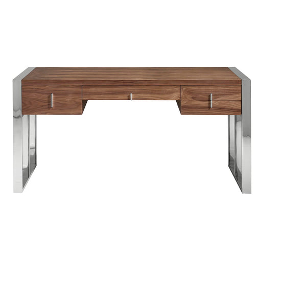 Workdesk Angel Walnut wood and chrome steel office desk - Angel Cerdá
