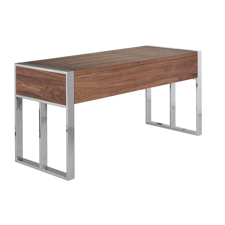 Walnut wood and chrome steel office desk - Angel Cerdá