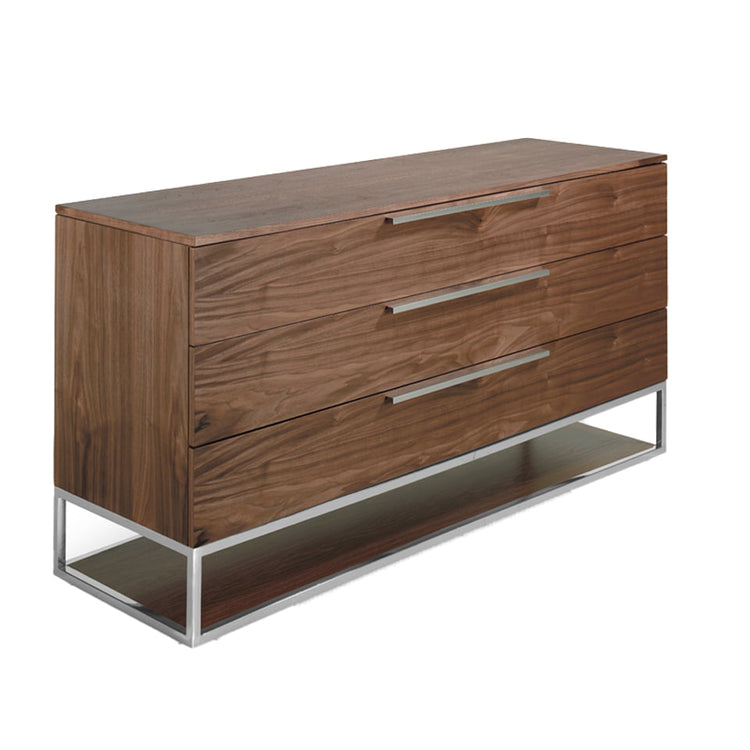 Chest of drawers in walnut wood and chrome-plated steel - Angel Cerdá