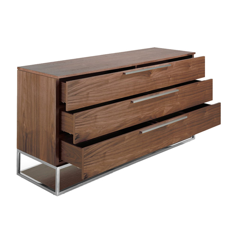 Chest of drawers in walnut wood and chrome-plated steel - Angel Cerdá