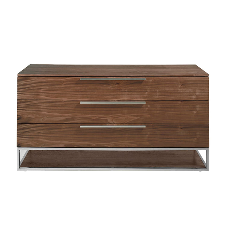 Chest of drawers in walnut wood and chrome-plated steel - Angel Cerdá