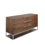 Chest of drawers in walnut wood and chrome-plated steel - Angel Cerdá