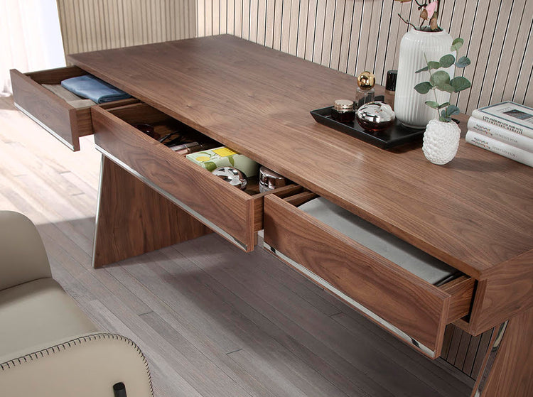 Walnut office desk with steel details - Angel Cerda S.L