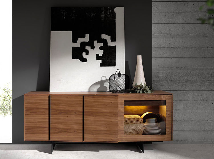 Walnut and crystal sideboard with interior lighting - Angel Cerda S.L