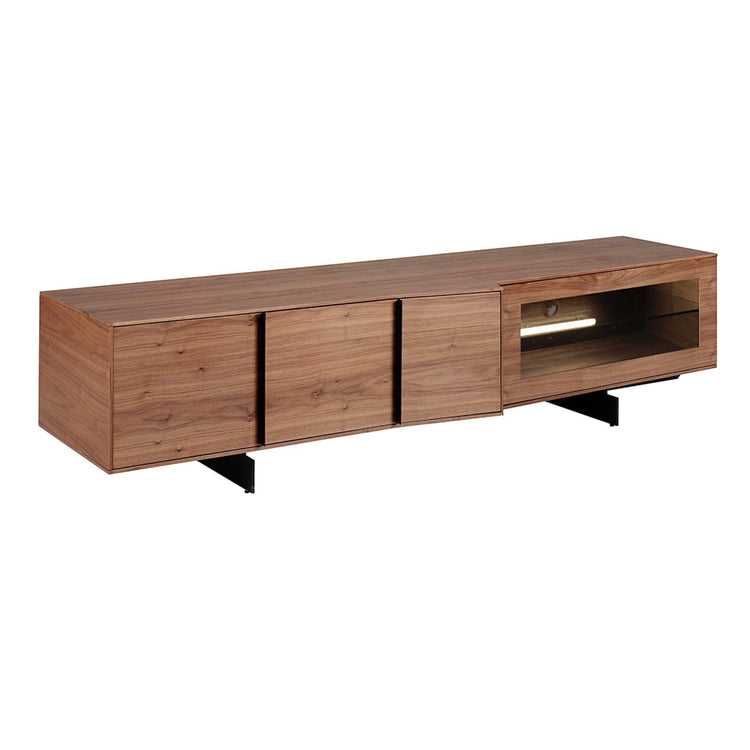 Walnut and glass TV cabinet with interior lighting - Angel Cerda S.L