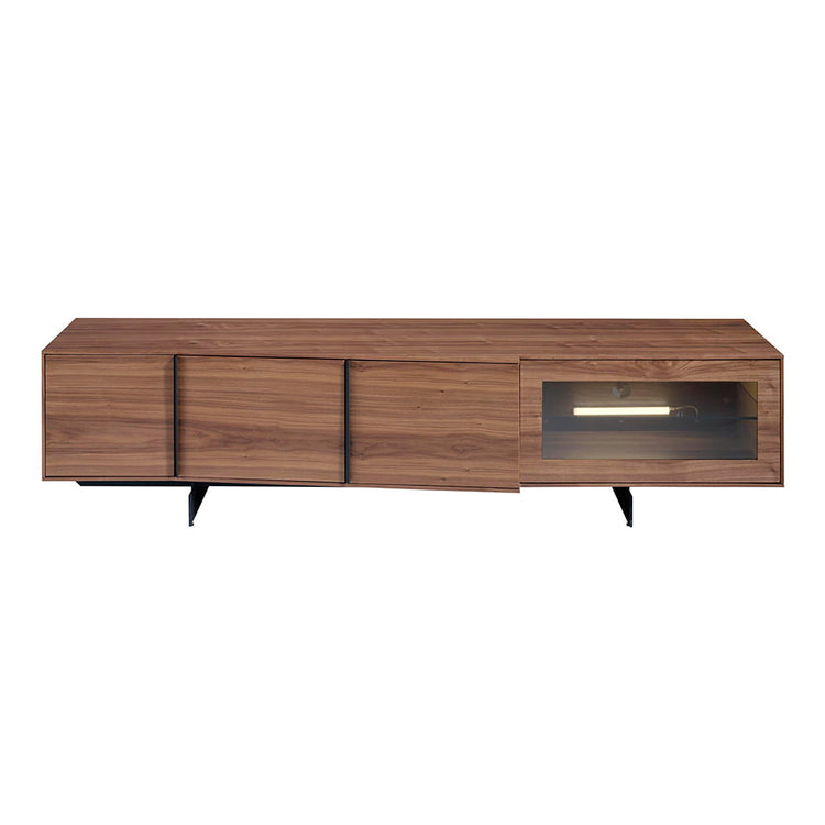 Walnut and glass TV cabinet with interior lighting - Angel Cerda S.L