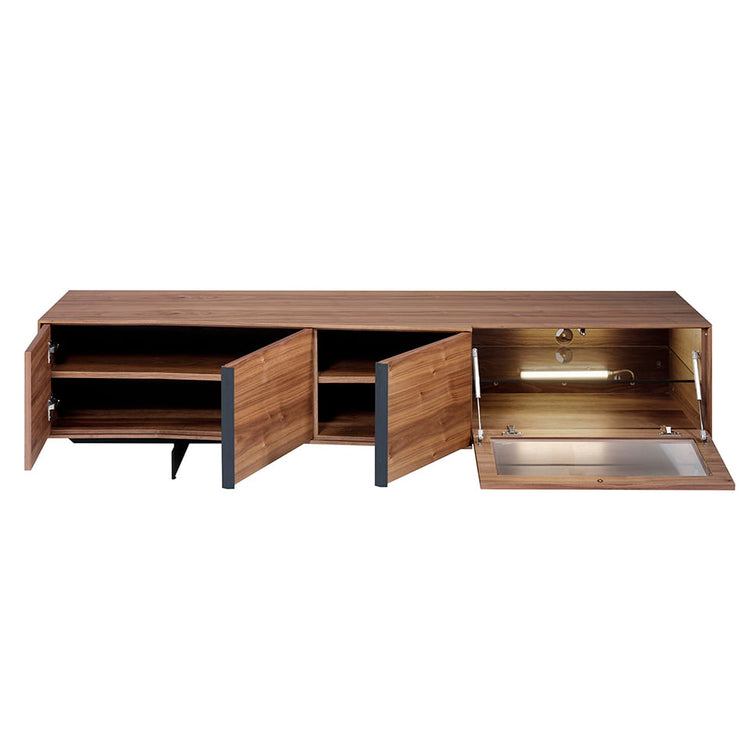 Walnut and glass TV cabinet with interior lighting - Angel Cerda S.L