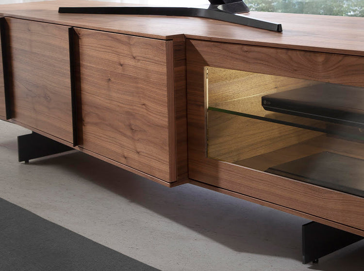 Walnut and glass TV cabinet with interior lighting - Angel Cerda S.L