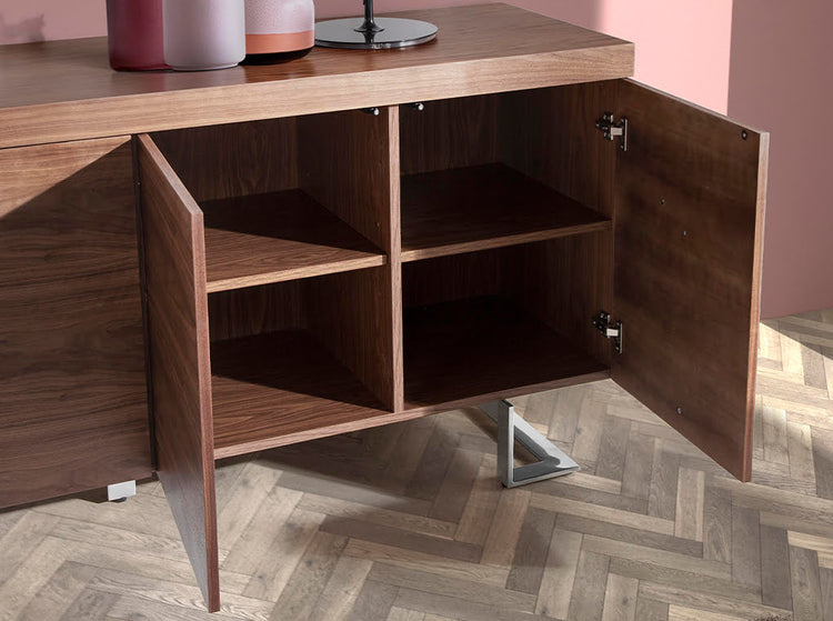 Walnut and chromed stainless steel sideboard - Angel Cerda S.L