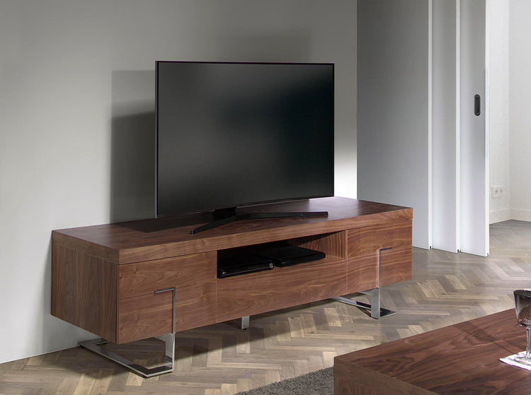 TV cabinet walnut and chrome stainless steel - Angel Cerda S.L