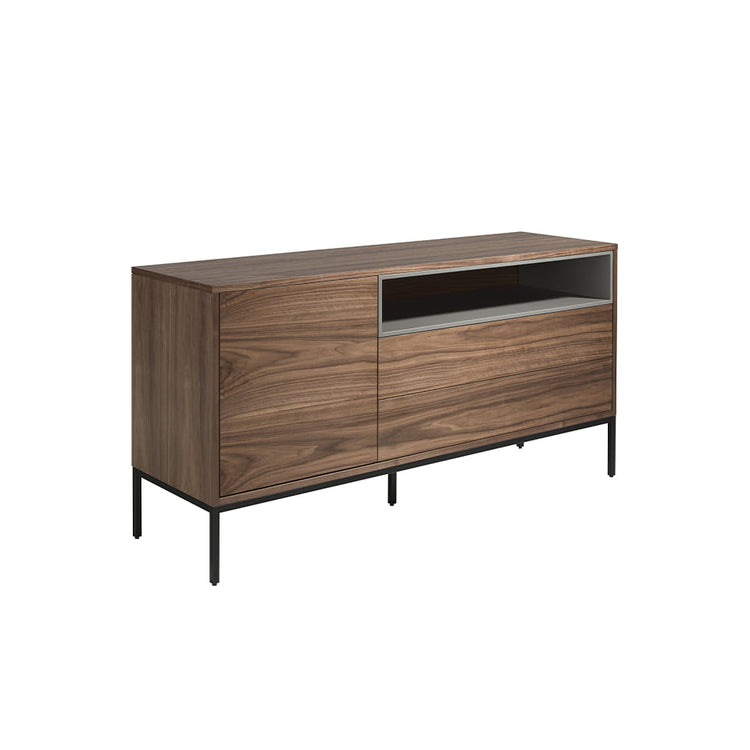 Sideboard Walnut and Matt Grey. Black steel legs-Angel Cerdá