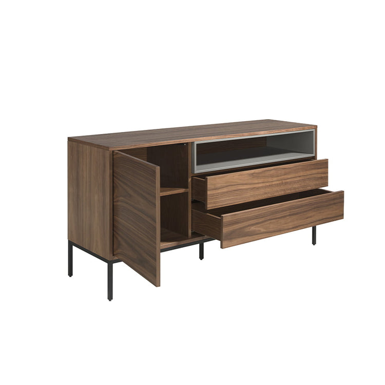 Sideboard Walnut and Matt Grey. Black steel legs-Angel Cerdá