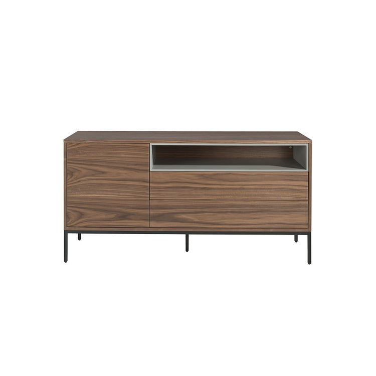 Sideboard Walnut and Matt Grey. Black steel legs-Angel Cerdá