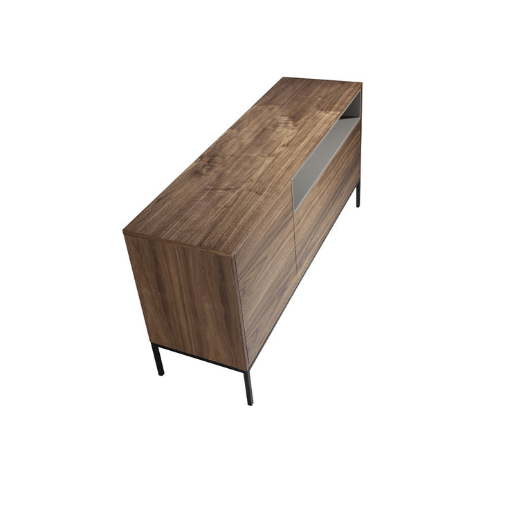 Sideboard Walnut and Matt Grey. Black steel legs-Angel Cerdá