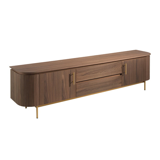 TV stand in walnut wood and gold-plated steel-Angel Cerdá