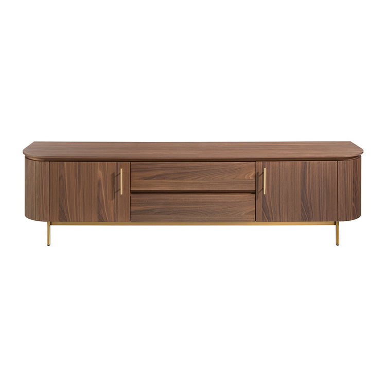 TV stand in walnut wood and gold-plated steel-Angel Cerdá