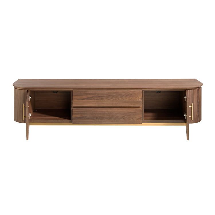 TV stand in walnut wood and gold-plated steel-Angel Cerdá