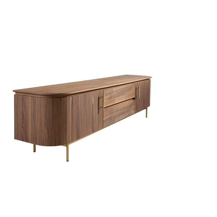 TV stand in walnut wood and gold-plated steel-Angel Cerdá