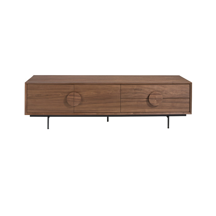 TV stand in walnut wood and black steel-Angel Cerdá