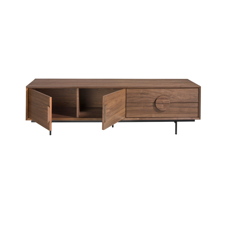 TV stand in walnut wood and black steel-Angel Cerdá