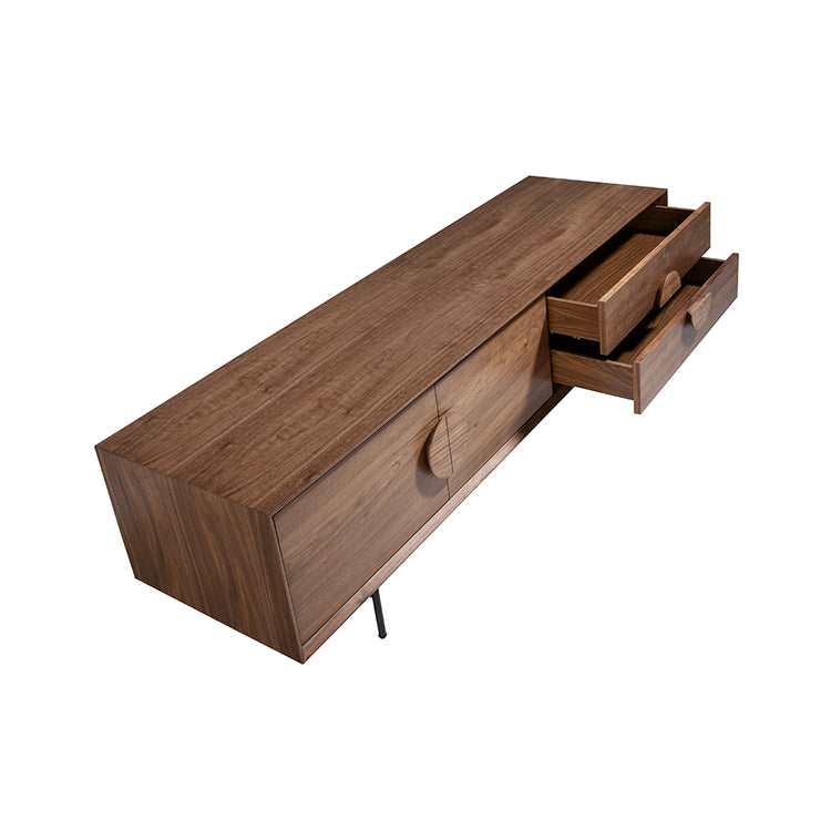 TV stand in walnut wood and black steel-Angel Cerdá