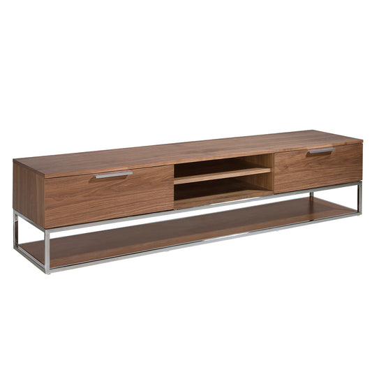 TV stand in walnut wood and chrome-plated steel-Angel Cerdá