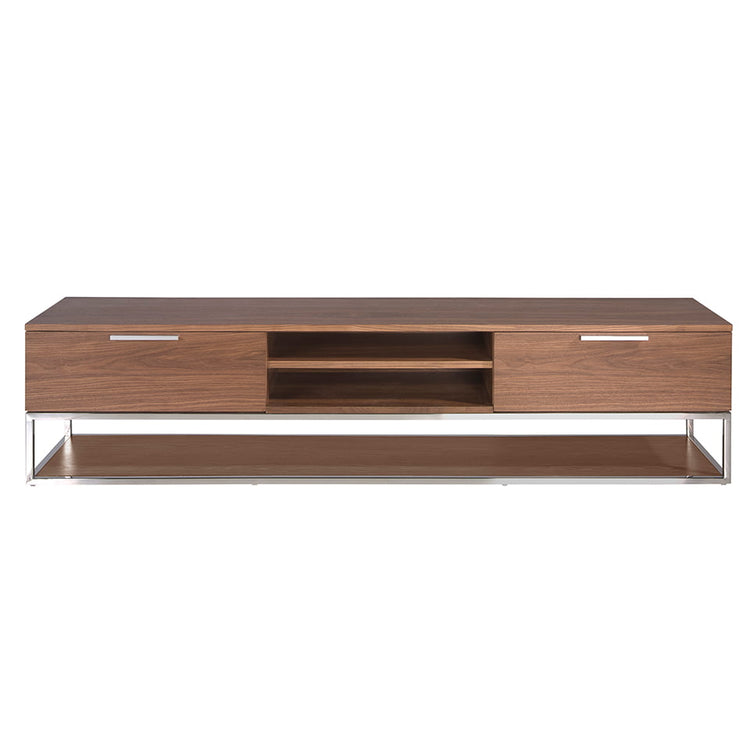 TV stand in walnut wood and chrome-plated steel-Angel Cerdá