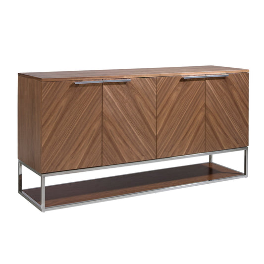 Sideboard walnut and chromed steel-Angel Cerdá