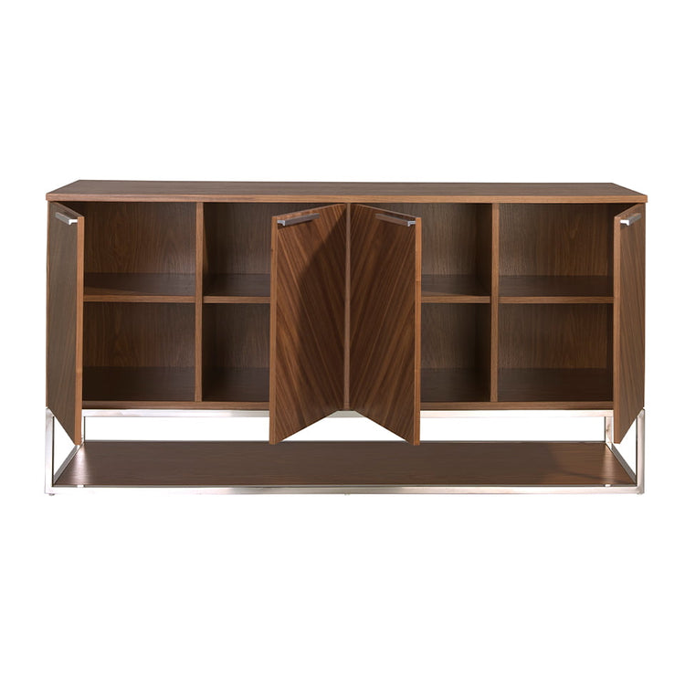 Sideboard walnut and chromed steel-Angel Cerdá