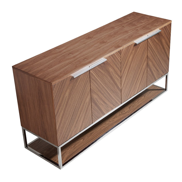 Sideboard walnut and chromed steel-Angel Cerdá