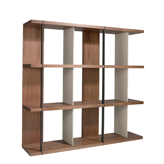 Grey lacquered walnut and steel shelves-Angel Cerdá