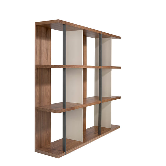 Grey lacquered walnut and steel shelves-Angel Cerdá